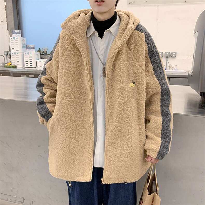 冬季加厚连帽毛绒ins潮港风宽松韩版潮流摇粒绒卫衣W305-P48,男装棉衣,星座512-3