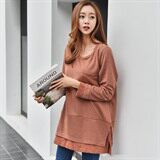 2020年冬季套头长袖中长款时尚宽松针织衫/毛衣，女装针织衫/毛衣，秋牧寒烟