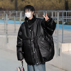 美式痞帅pu皮棉衣男冬季加厚棉袄棉服宽松立领潮牌保暖面包服外套，男装棉衣，星座716-2