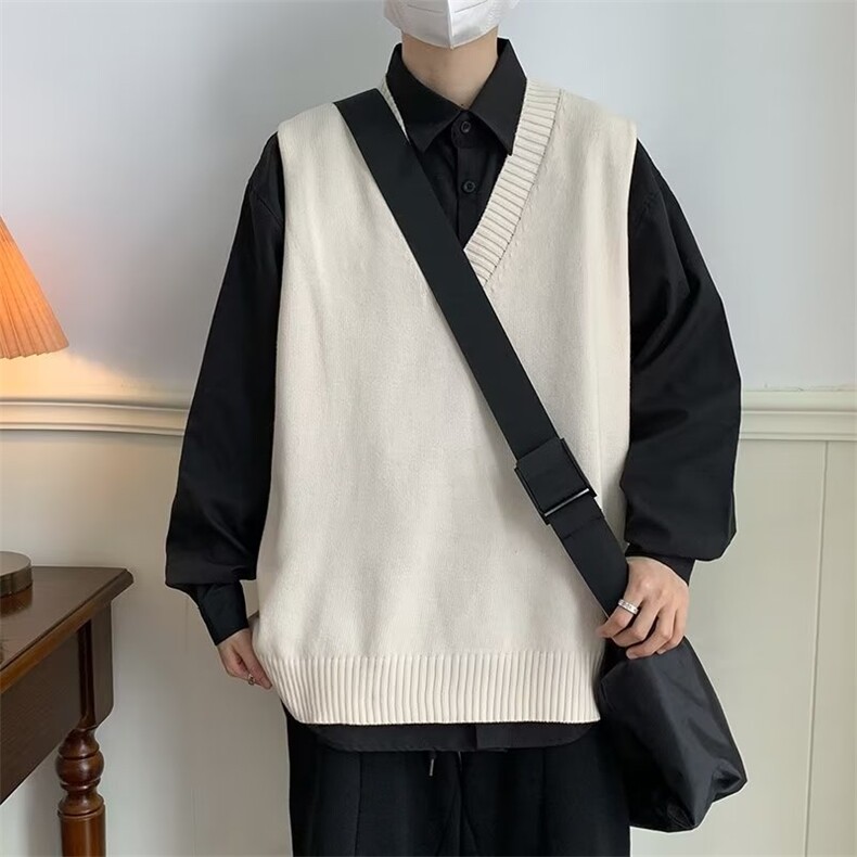 潮流时尚原宿V领新款日系简约针织衫秋季潮纯色马甲男M635-P26,男装针织衫/毛衣,星座512-3