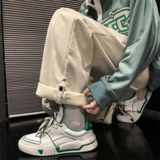 灯芯绒运动裤男秋冬季ins潮牌日系宽松阔腿裤加绒加厚休闲裤K50，女装休闲裤，星座310B-1