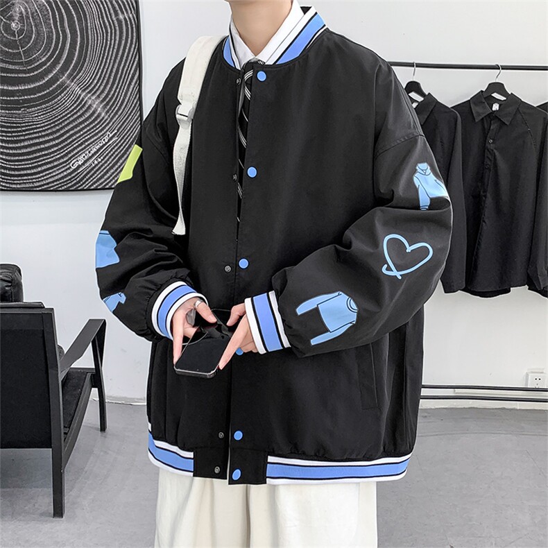 外套男春秋季款潮牌ins美式复古字母印花棒球服22118-70控108,男装夹克,星座717