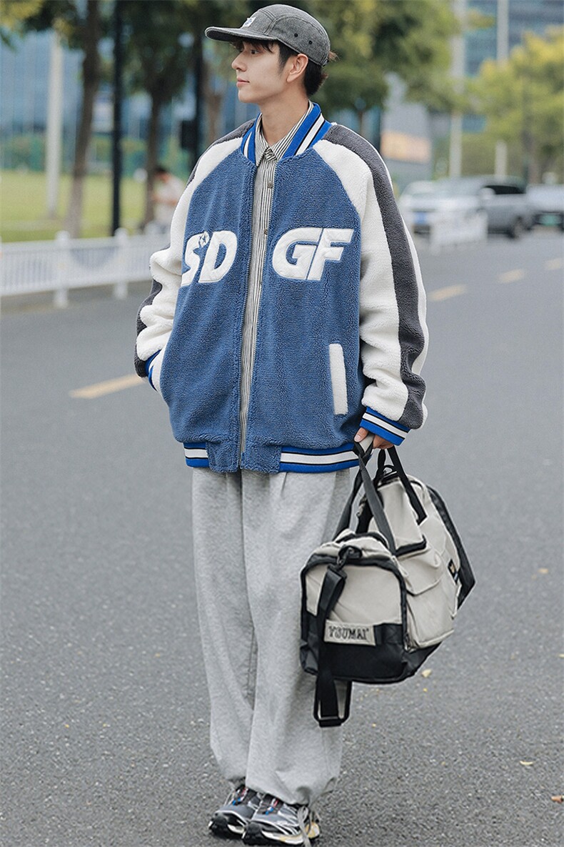 冬款青少年棉衣加绒时尚羊羔绒棒球服外套男女8108-P120控价158,男装棉衣,电商A441-1