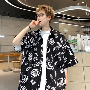 现货2026夏短袖中性男女夏季薄款潮流宽松沙滩清凉衬衫C221-TP30图片