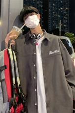 港风夜景春季新款时尚麂皮绒宽松翻领衬衫外套S72P45控68，男装衬衫，电商A247
