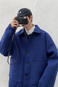 秋冬男士港风ins纯色加厚短款男呢料棉衣A071-Y05-P115,男装风衣,电商A071