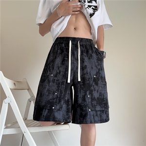 夏季新款扎染灯芯绒宽松休闲短裤B315-K25529-特p25控48图片