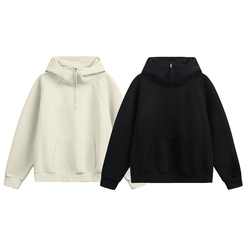 抖音得物品质25秋冬美式高街重磅拉链辑明线高领连帽卫衣外套W81，男装卫衣，电商A486