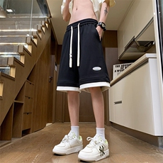 假两件休闲短裤男夏季港风男女同款五分裤24XD23050特批30，男装牛仔裤，电商A042