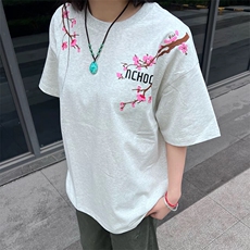 万针全刺绣工艺抖音得物高品质260克重磅纯棉双纱美式高街短袖T恤，男装T恤，电商A486