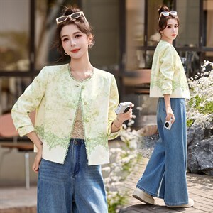 现货现货2026年春季新中式外套，女装短外套，伊仟回