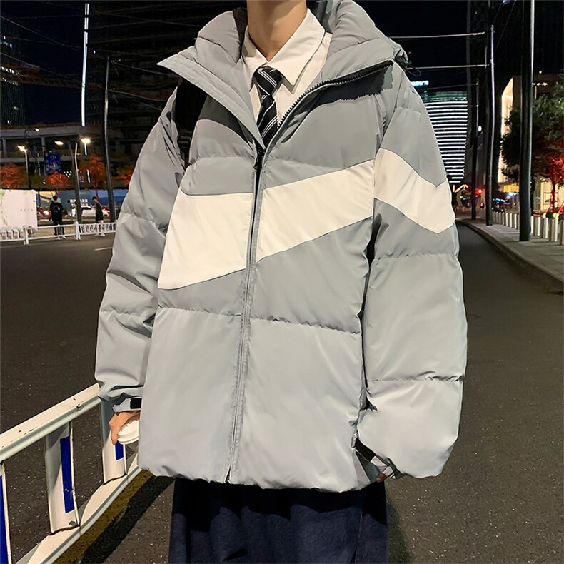 2024冬新款 港风夜景 个性连帽面包服棉衣外套男 G3015-P115控145图片