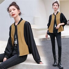 拼接撞色棒球服外套女秋季新款2022百搭休闲拉链开衫夹克短上衣潮，女装短外套，辉之琳