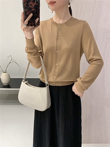 2025百搭简约长袖纽扣开衫，女装针织衫/毛衣，巧奈羊绒