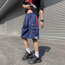 五分裤男韩版潮流高街帅气拼色2024夏季新款ins宽松短裤K3532-P33，男装牛仔裤，星座412-3