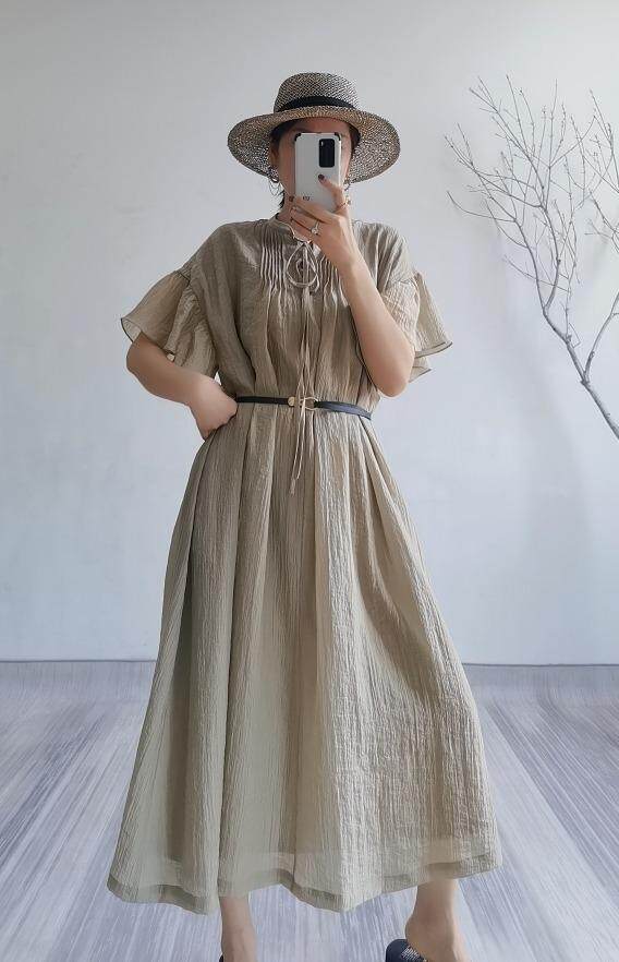 2022夏季显瘦连衣裙，女装连衣裙，仓沐麻衣