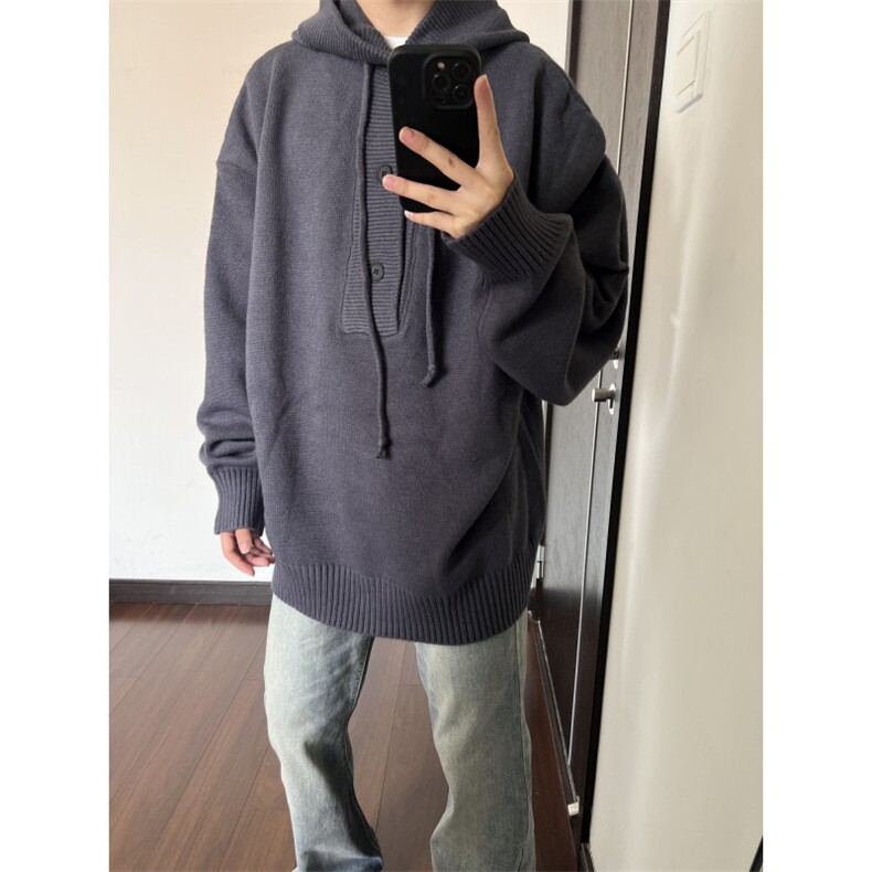 秋冬季连帽毛衣男半开衫针织衫潮牌情侣套头上衣MY2626 P65图片
