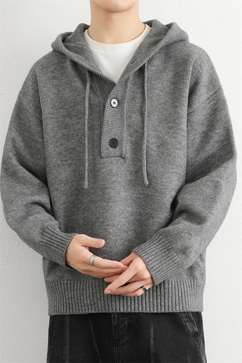 秋冬新款针织连帽套头加厚毛衣外套男女同款宽松休闲百搭慵懒上衣,男装针织衫/毛衣,星座914