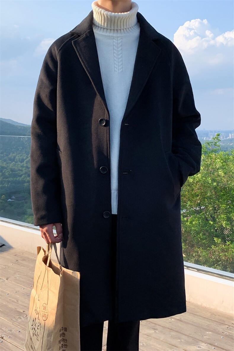 N1079/P100加棉P110秋冬毛呢大衣男中长款过膝风衣大码男士呢大衣,男装毛呢大衣,电商A141