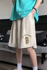港风 夏季新款宽松桃皮绒印花纯色运动裤男女短裤 K6105  P25控38图片