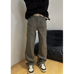 秋季新款复古工装休闲裤男女宽松显瘦百搭阔腿裤子 K31图片