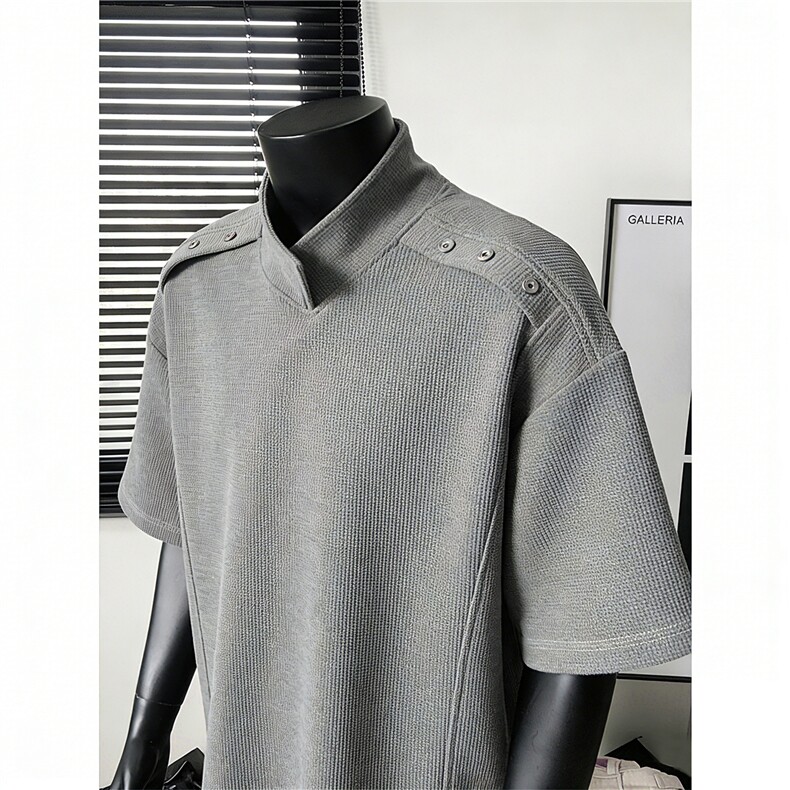 现货-原创-纽扣装饰短袖解构拼接T恤美式宽松1016-1T341P32K59，男装T恤，星座1016-1（原电商B408-1）