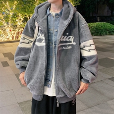 冬款港风学生加绒个性棉衣羊羔绒连帽外套男女920-P110控价158，男装棉衣，电商A441-1