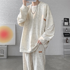 现货TZ761-特P65?秋季痞帅高街扎染卫衣卫裤休闲套装男，男装休闲套装，电商A059