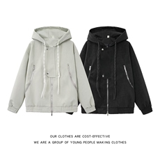 连帽皮衣夹克男款秋冬美式复古外套拉链短款棒球服JK93-P88，男装夹克，星座308B-2