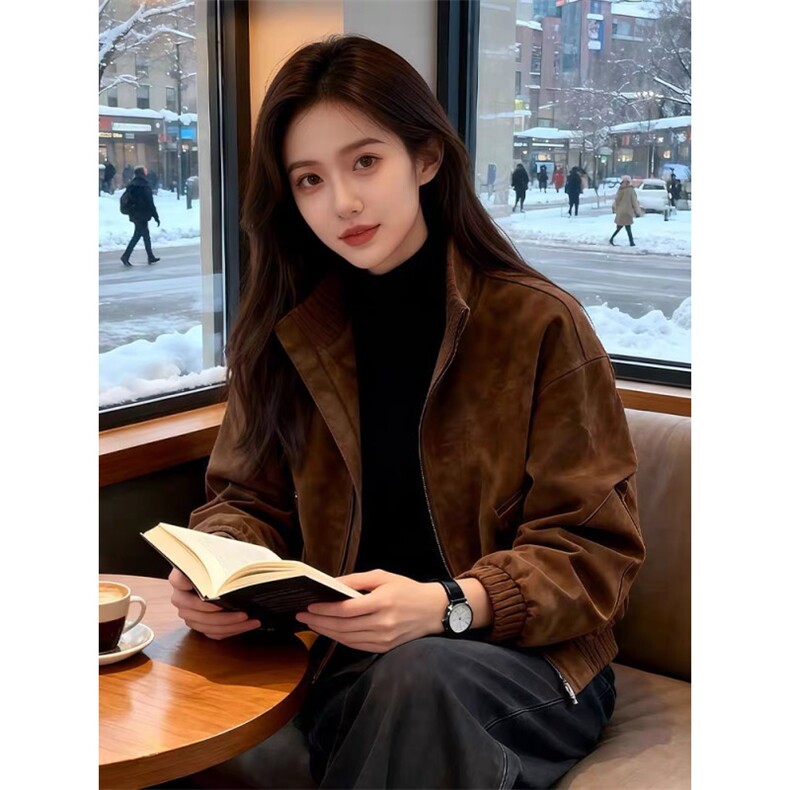 美式情侣外套春秋季新款宽松潮流百搭休闲复古立领夹克WL9088-P75,男装夹克,星座1008