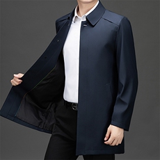 XL-F1322春秋新款男士中长款风衣翻领外套简约通勤商务男装，男装风衣，电商B360