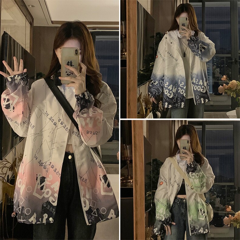 外套女款新款韩版时尚宽松百搭潮牌休闲美式短款连帽上衣C371-80图片