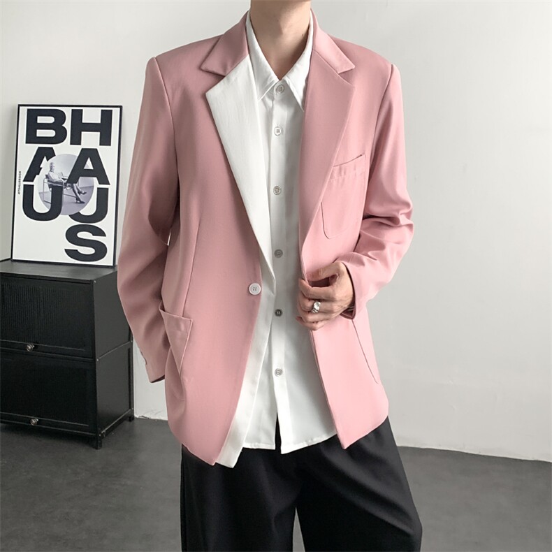 2026春装晚会年会舞台装男演出服西装粉色套装歌手夜店歌手外套，男装西服套装，星座909