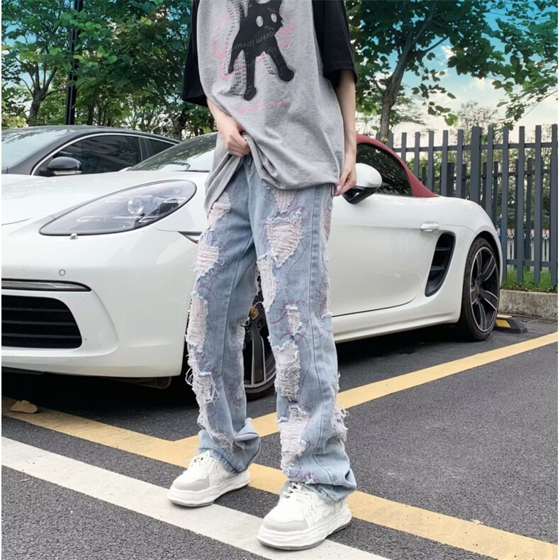青春流行ins男直筒水洗牛仔裤NB75 P68图片