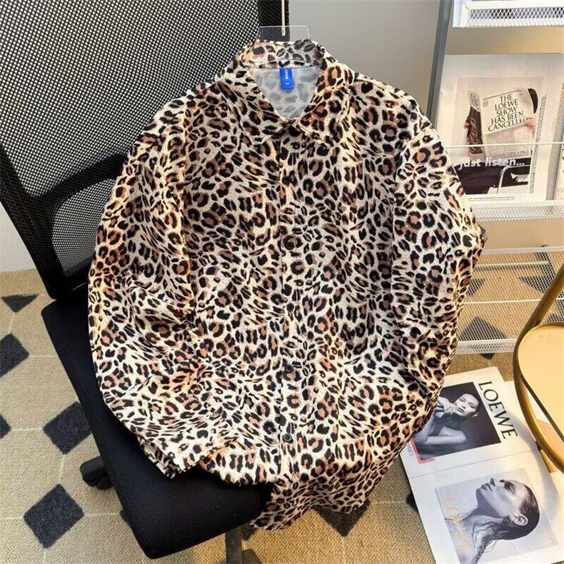 豹纹外套男设计感炸街嘻哈长袖衬衫情侣装夹克上衣服CY1174-P28,男装夹克,星座412-2