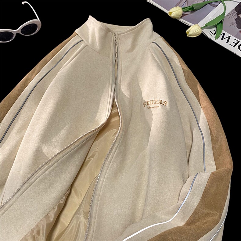 CC3020-TP95控价128-麂皮绒字母刺绣夹克2023春季青少年外套ins潮，男装夹克，电商A102-1