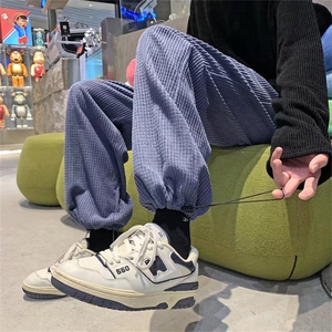 灯芯绒裤子男秋冬潮流韩版宽松哈伦裤K515P35图片