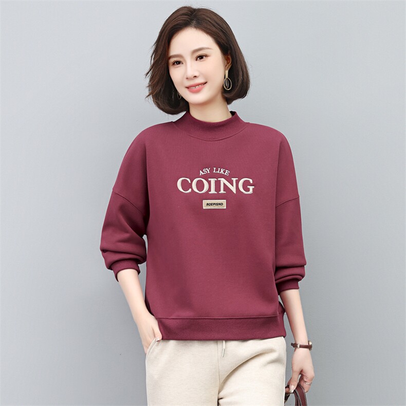 高档棉春秋薄款圆领卫衣女装2025新款韩版时尚减龄长袖上衣,女装卫衣/绒衫,璐依舞