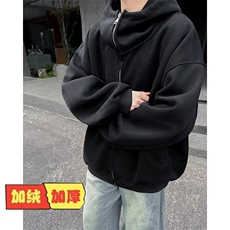 加绒加厚冬款男连帽卫衣保暖高领拼接外套WY131P65，男装卫衣，星座1013-1