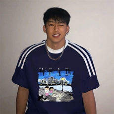 夏季美式高街重磅纯棉三条杠织带撞色男女短袖T恤ZD526-特P30，男装T恤，电商A486