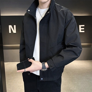 1803 P105 2028春装男士立领暗格子外套图片