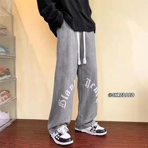 欧美字母印花休闲裤男高街潮直筒裤子XK12-P40图片
