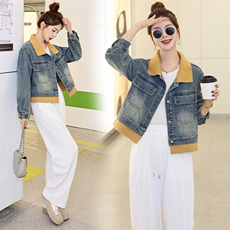 牛仔外套女春秋短款25新款设计感休闲宽松立领夹克小个子上衣套装，女装牛仔外套，美拉德工厂直营店