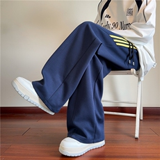 抖音品质美式条纹拼接设计感宽松休闲卫裤B315-K25499-特p40控78，男装休闲裤，电商B315