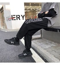 港风有型休闲裤男宽松潮流束脚裤运动印花卫裤NK07-P50，男装休闲裤，星座1501
