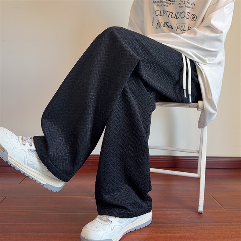 2026春季新款港风人字纹肌理感提花大码休闲裤K6704-特P30控65，男装休闲裤，电商A001