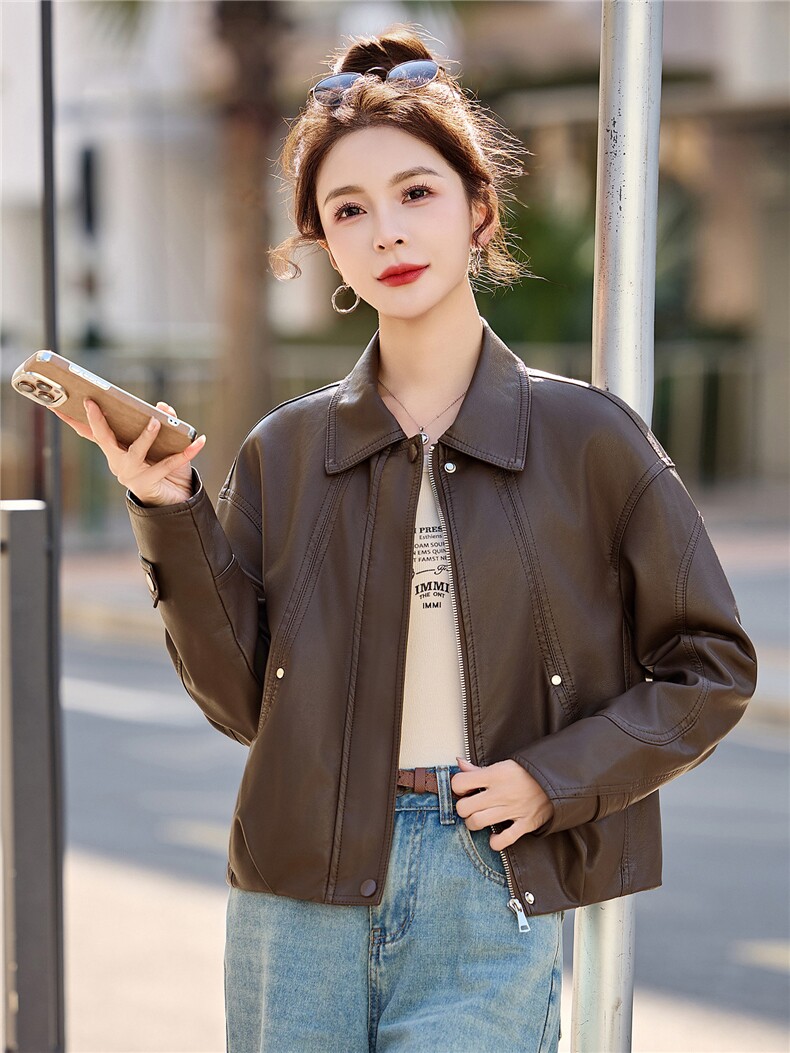 2026年春季新款现货休闲时尚皮衣外套品质女装,女装皮衣,臻衣坊