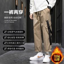 2020冬季新款加绒加厚大码男士休闲运动九分裤A438-2，男装休闲裤，电商A438