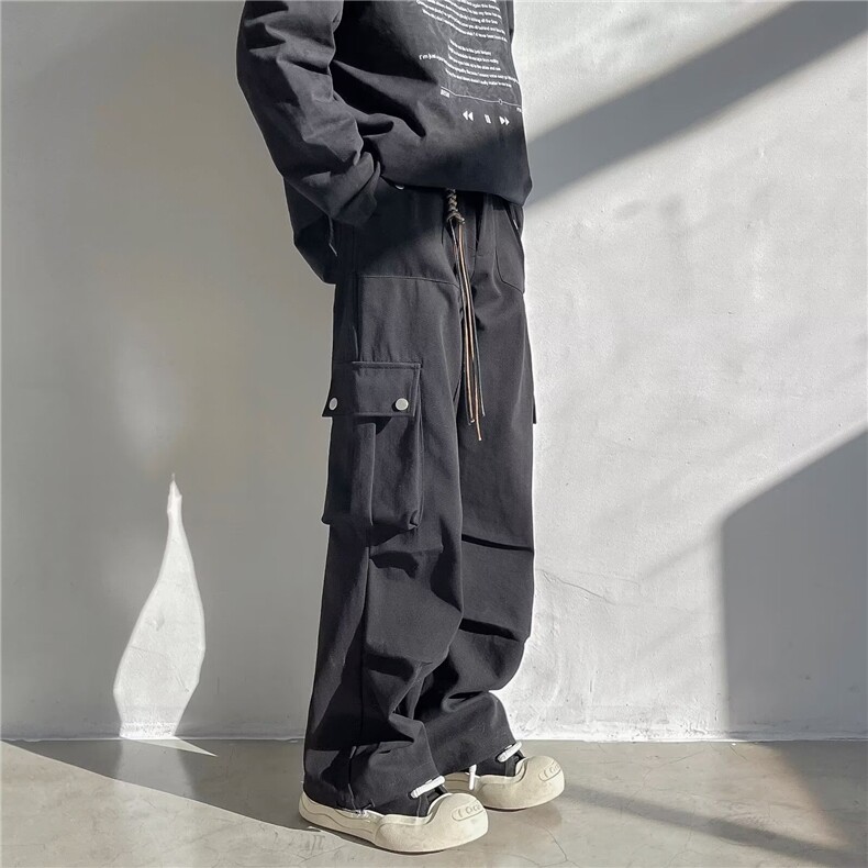 工装休闲裤男韩版潮流个性口袋帅气2024春季新款ins长裤K5098-P55图片