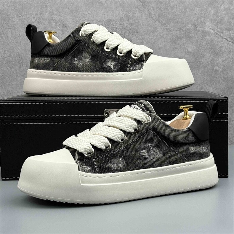 板鞋男夏季新款牛仔布鞋厚底增高休闲鞋男，男鞋休闲鞋，电商A223